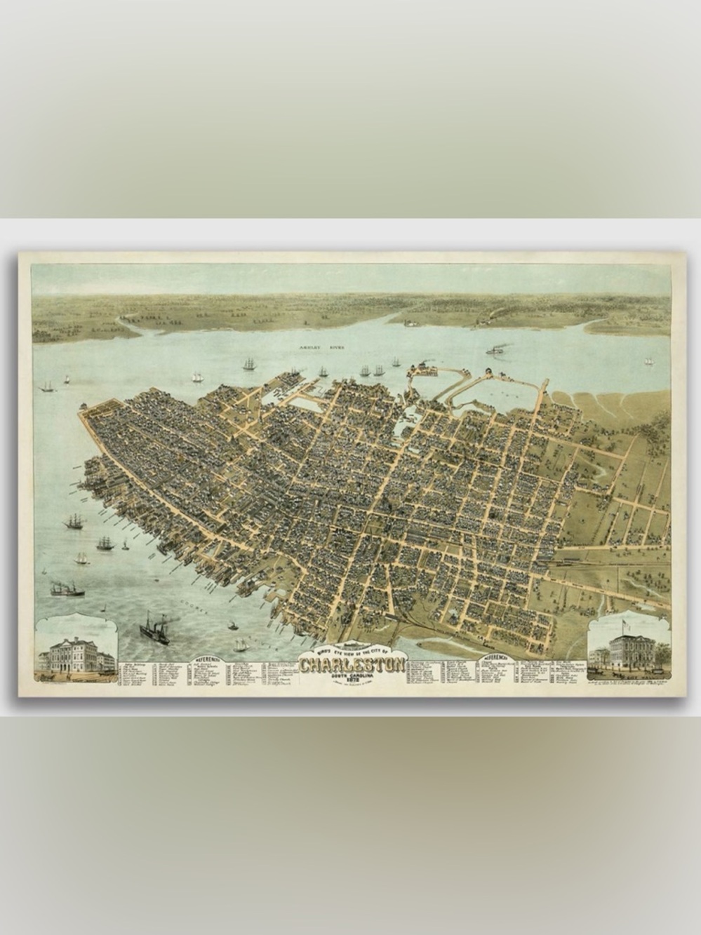 Art print of 1872 Charleston 36”x 24”
